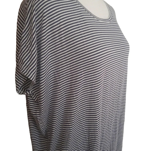 Anthropologie Floreat Navy White Stripe Oversize Tunic Top Pleat Back Size Small - Picture 4 of 7
